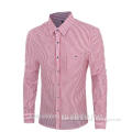 Mens Cotton Red Stripes Dress Casual Shirts